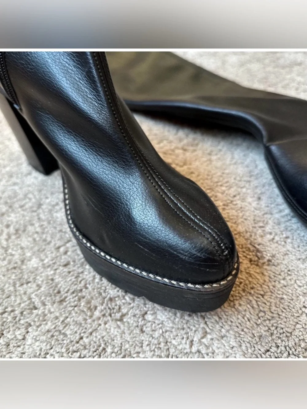 Free People Oakland Vegan Leather OTK Platform Boots Black 6.5